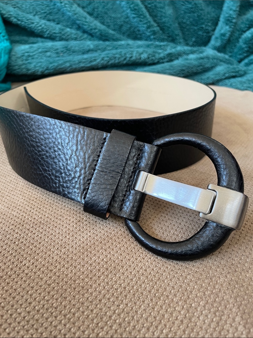 Banana Republic Made in Italy Black Leather Belt with silver buckle